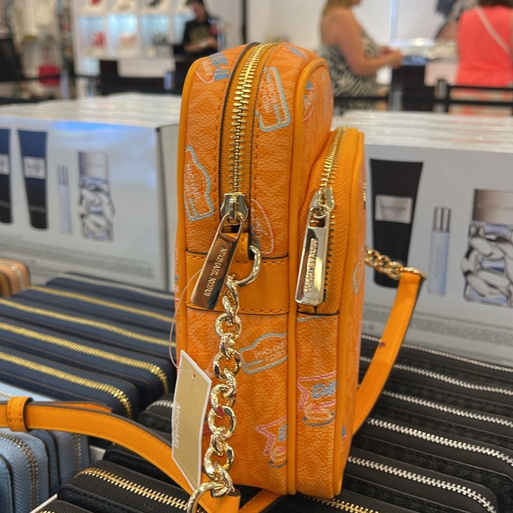 MICHAEL KORS Jet Set Md Printed Signature Logo Crossbody NS CHAIN XBODY Flight - Picture 13 of 16